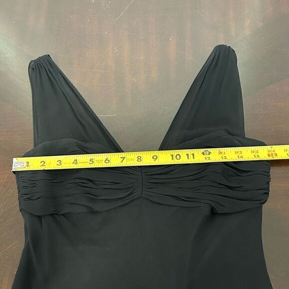 Vintage Jones New York NWT 100% Silk Black V Neck Sleeveless Midi Dress Sz 8 Y2K - Picture 10 of 13